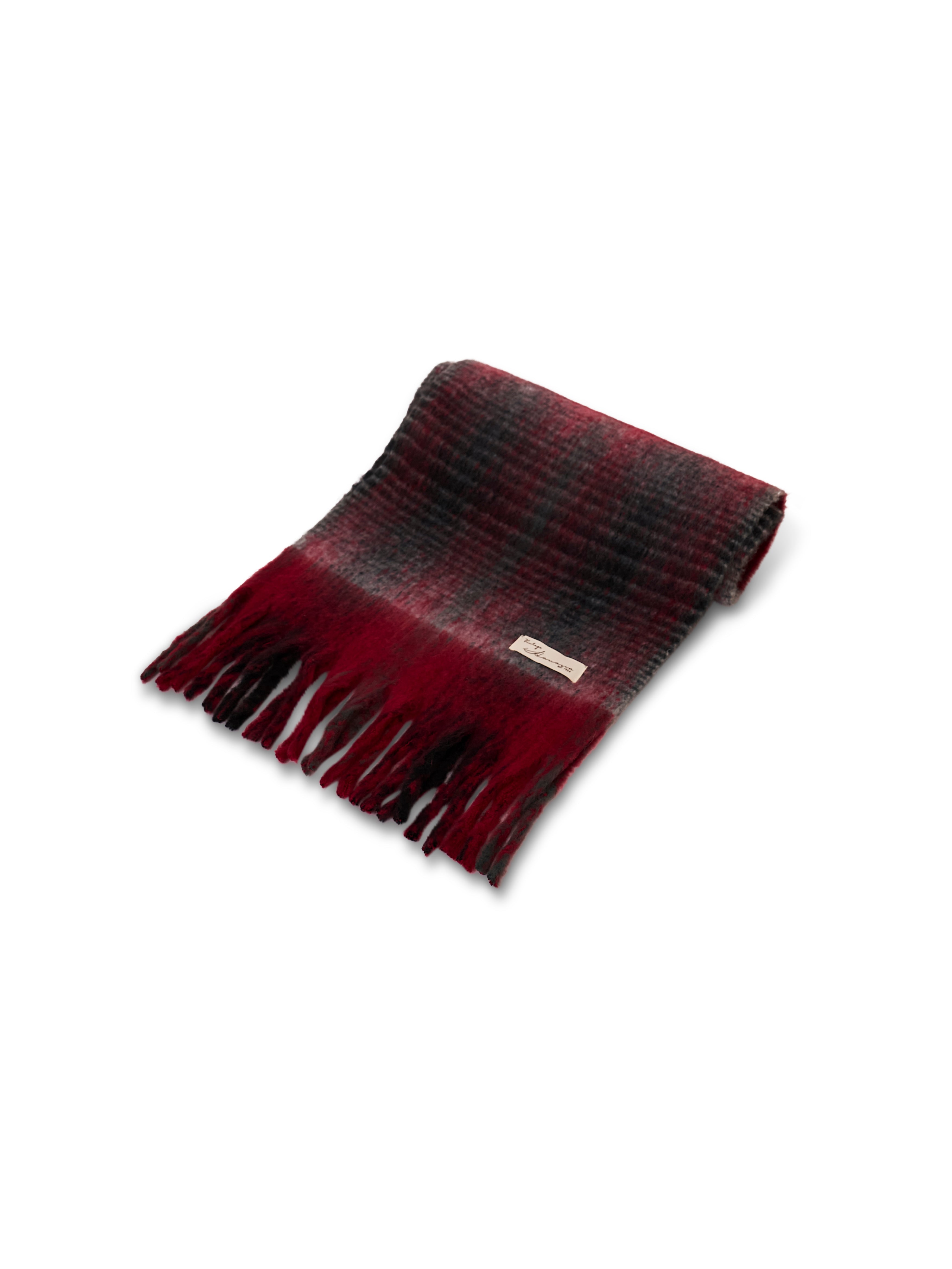 Vintage Havana | CHECK CHUNKY TASSEL SCARF - RED