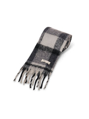 Vintage Havana | CHECK BRUSH TASSEL SCARF - BLACK