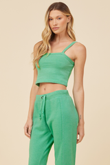 Vintage Havana | Surf Green Solid Burnout Fleece Tank