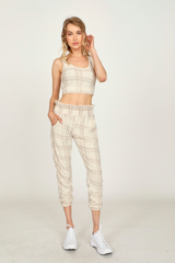 Vintage Havana | Winter Plaid Reverse Burnout Crop Top