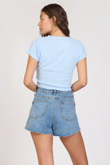 Vintage Havana | "Surf LA" Surfside Blue Rib Hacci Cropped Tee