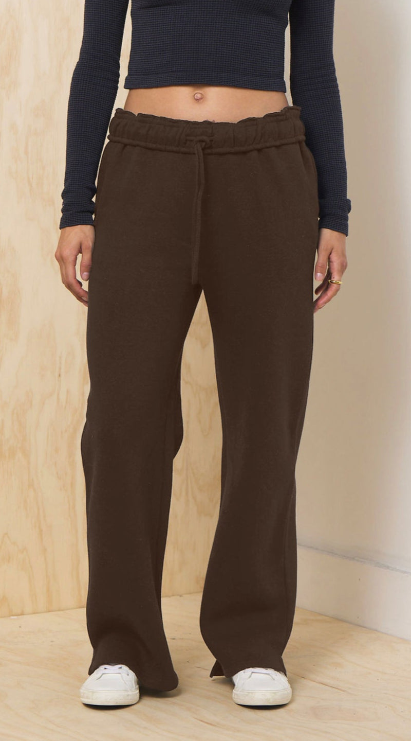 Vintage Havana | Proweave Fold Over Sweatpants - Chocolate