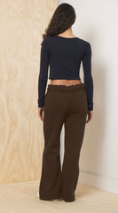 Vintage Havana | Proweave Fold Over Sweatpants - Chocolate