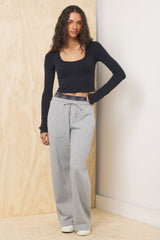Vintage Havana | French Terry Wide Leg Pant with Plaid