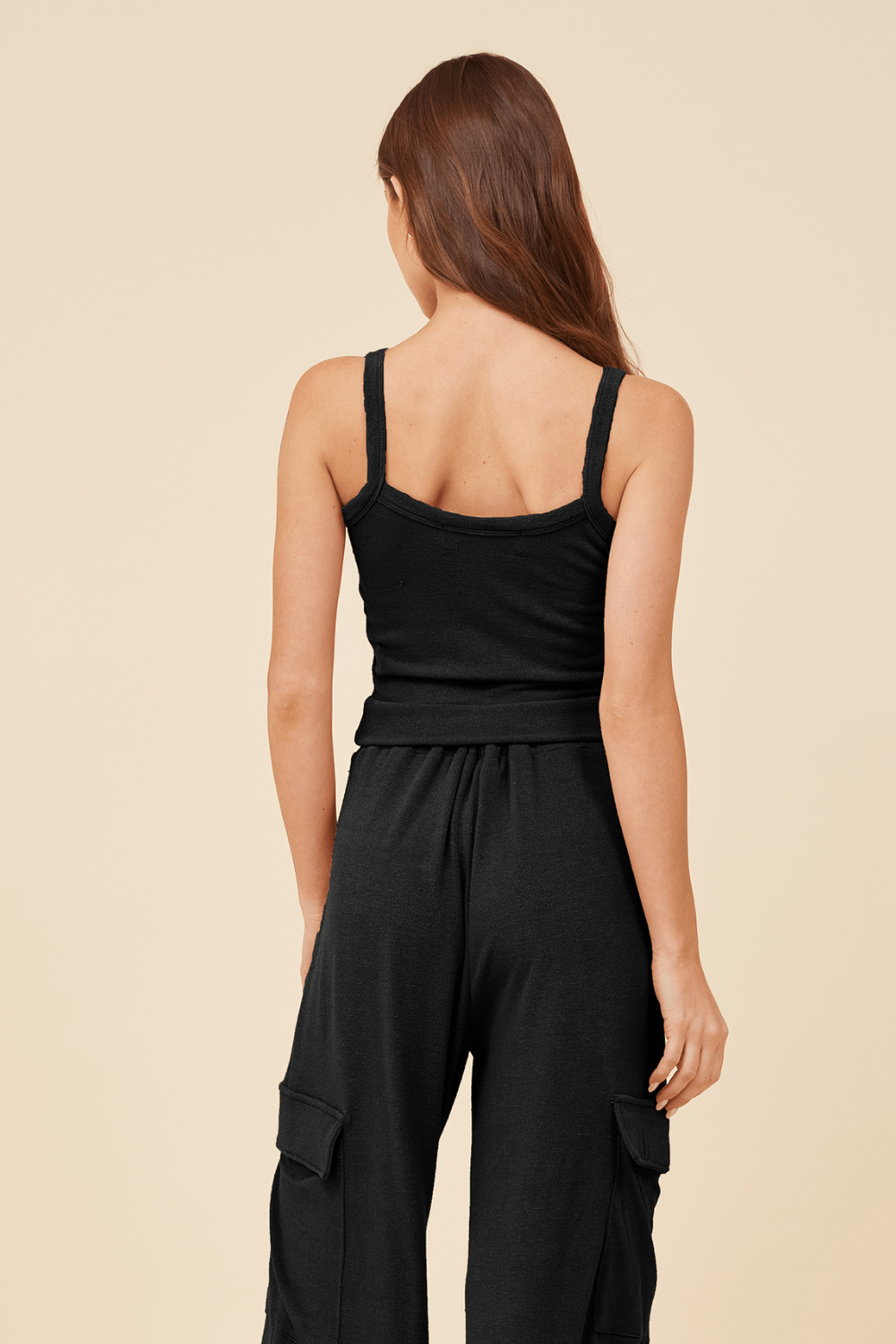 Vintage Havana | Black Knit Terry Tank