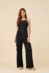 Vintage Havana | Black Knit Terry Tank