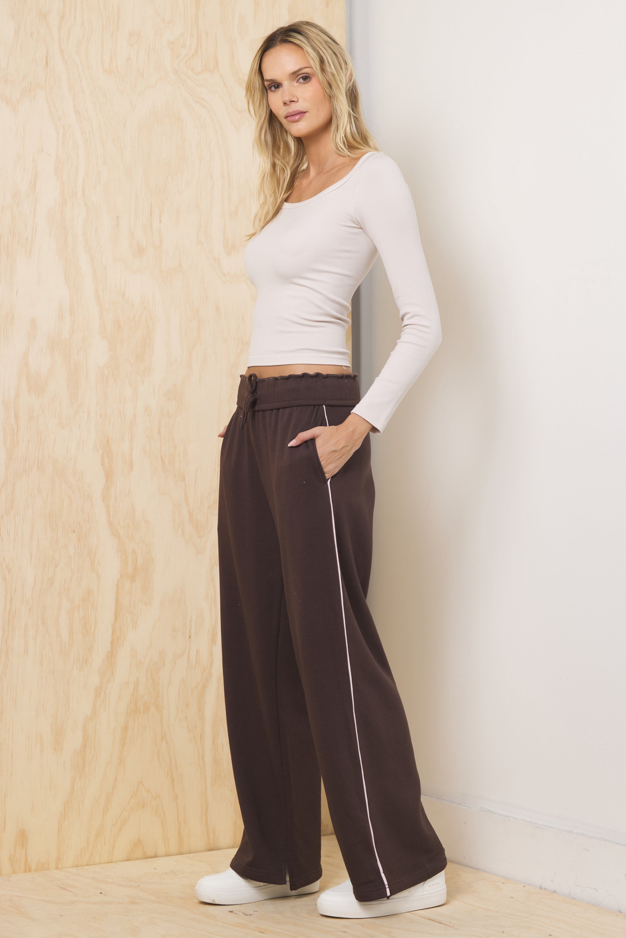 Vintage Havana | Teddy Fleece Wide Leg Pant