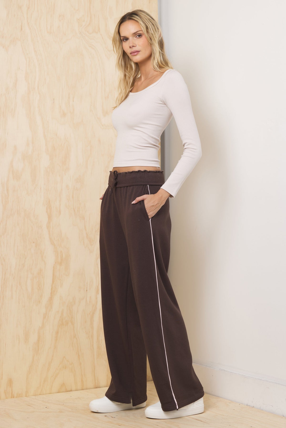 Vintage Havana | Teddy Fleece Wide Leg Pant