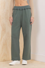 Vintage Havana | Fleece Pant with Rib Waistband - Olive