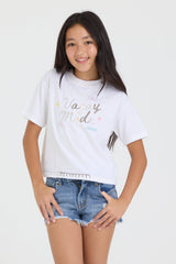 Vintage Havana | Kids Vacay Mode Embroidered Crochet Stitch Boxy Tee