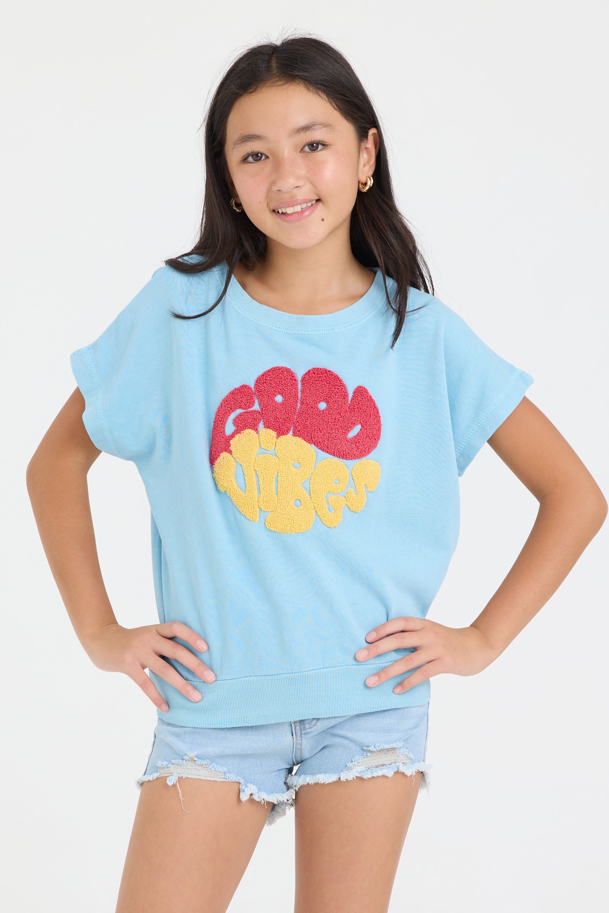 Vintage Havana | Kids Garment Dye Tee with Good Vibes Patch