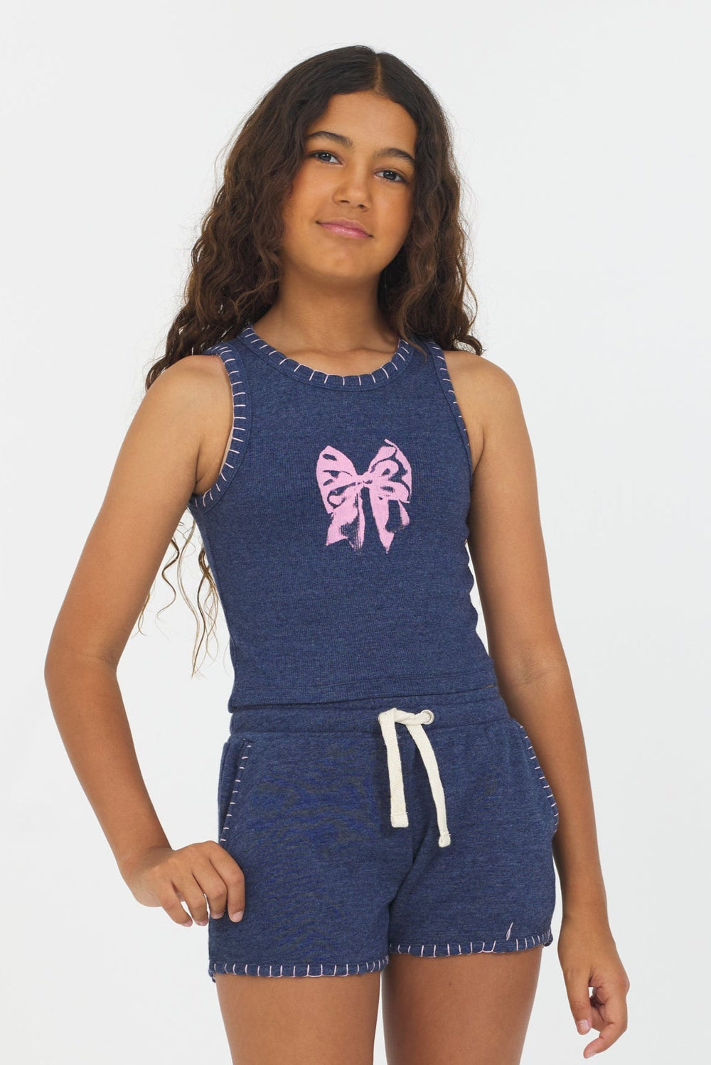 Vintage Havana | Navy Bow Stitch Tank