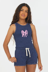 Vintage Havana | Navy Bow Stitch Tank