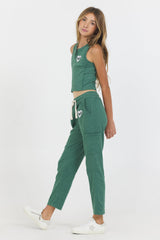 Vintage Havana | Hunter Green ‘Love’ Notch Rib Tank