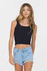 Vintage Havana | Black Henley Tank