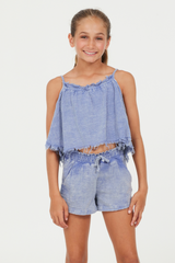 Vintage Havana | Plush Blue Washed Texture Flow Tank