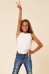 Vintage Havana | White Side Ruched Tank