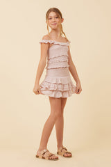 Vintage Havana | Pale Pink Ruffle Detail Smocked Top