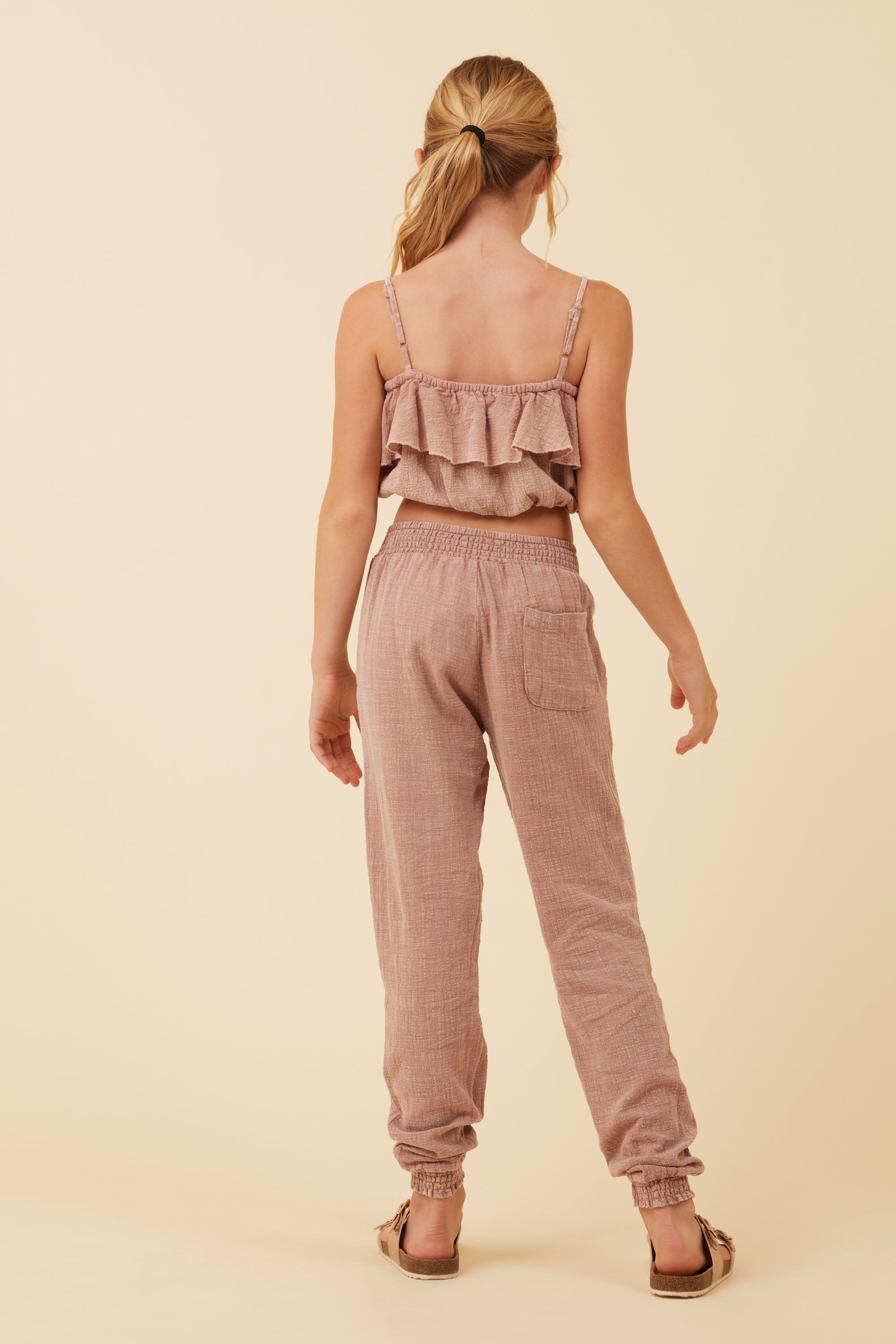 Vintage Havana | Washed Mauve Texture Ruffle Tube Top