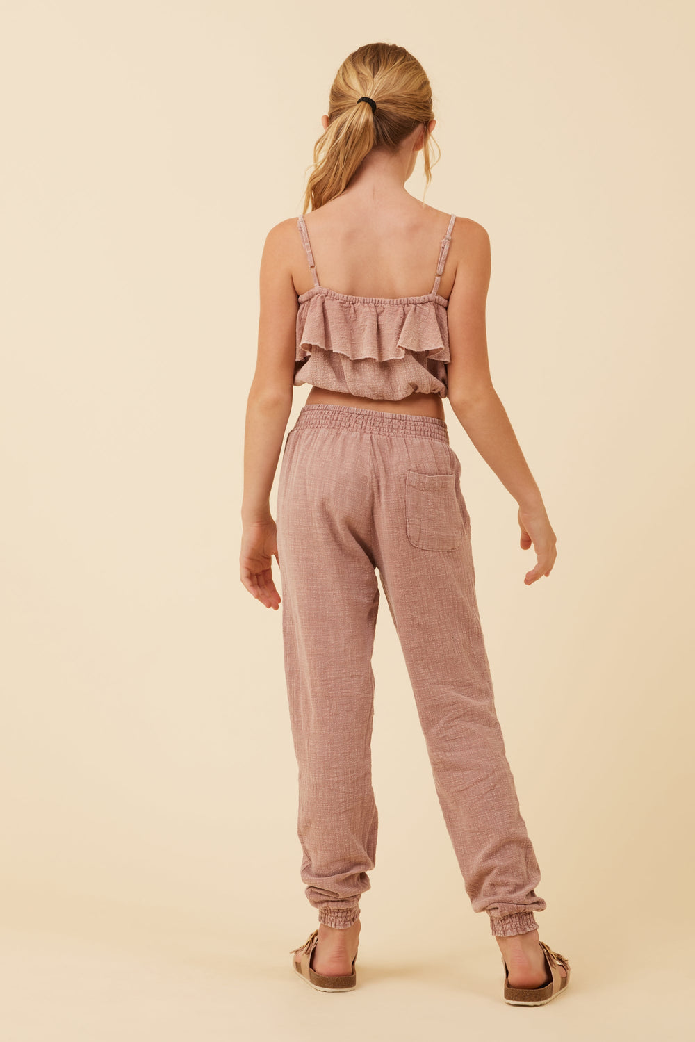 Vintage Havana | Washed Mauve Texture Ruffle Tube Top