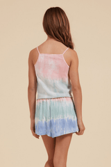Vintage Havana | Havana Tie Dye Tie Front Button Up Tank