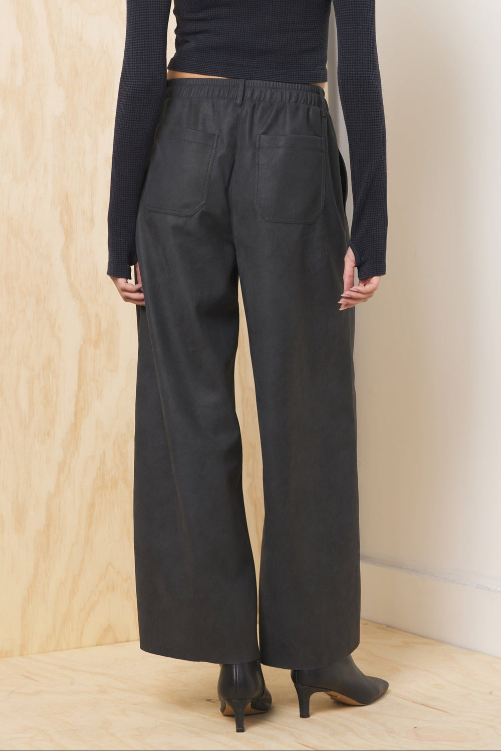 Vintage Havana | Faux Leather Wide Leg Pant