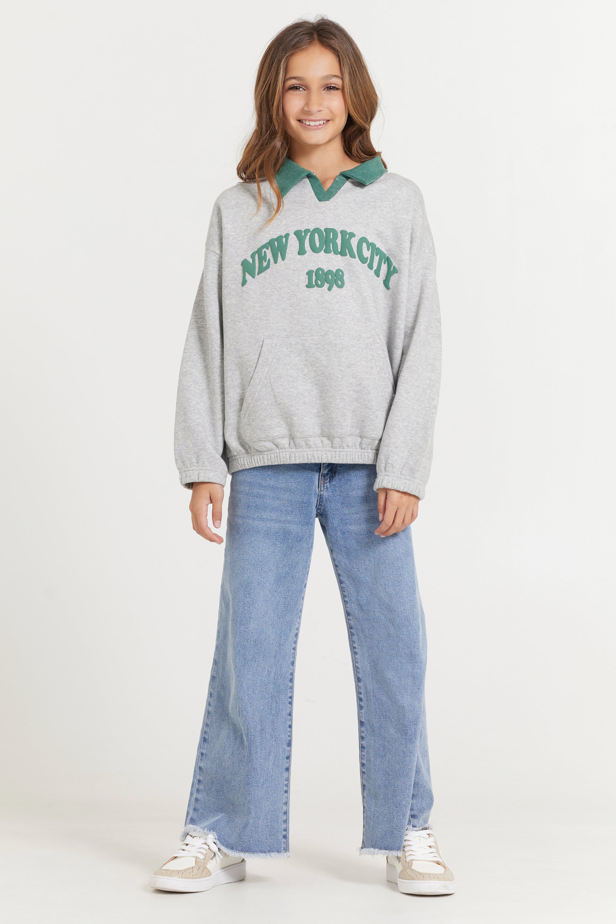 Vintage Havana | Kids Hunter Green and Grey NYC Oversized Polo