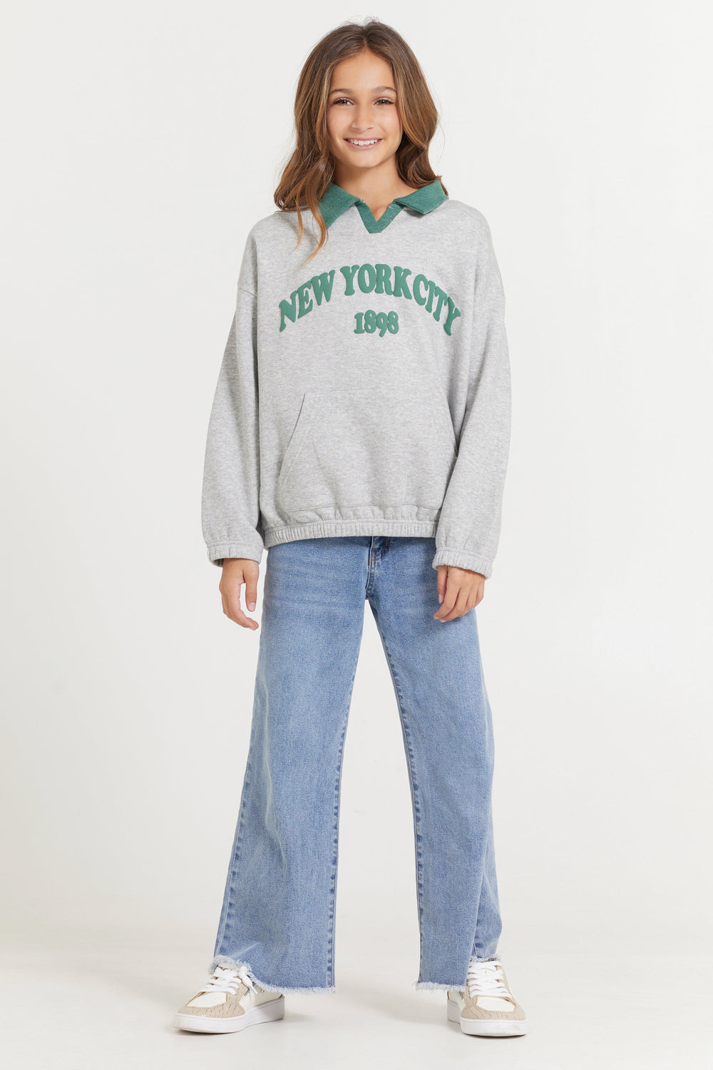 Vintage Havana | Kids Hunter Green and Grey NYC Oversized Polo