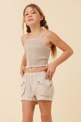 Vintage Havana | Soft Tan Streaky Tencel Rushed Tank Top