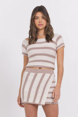 Vintage Havana | Short Sleeve Striped Sweater