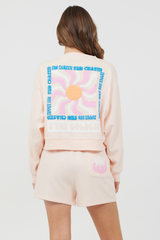 Vintage Havana | Peach Parfait W/ Multi Puff Print Surf Wash Crewneck