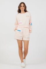 Vintage Havana | Peach Parfait W/ Multi Puff Print Surf Wash Crewneck