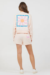Vintage Havana | Peach Parfait W/ Multi Puff Print Surf Wash Crewneck