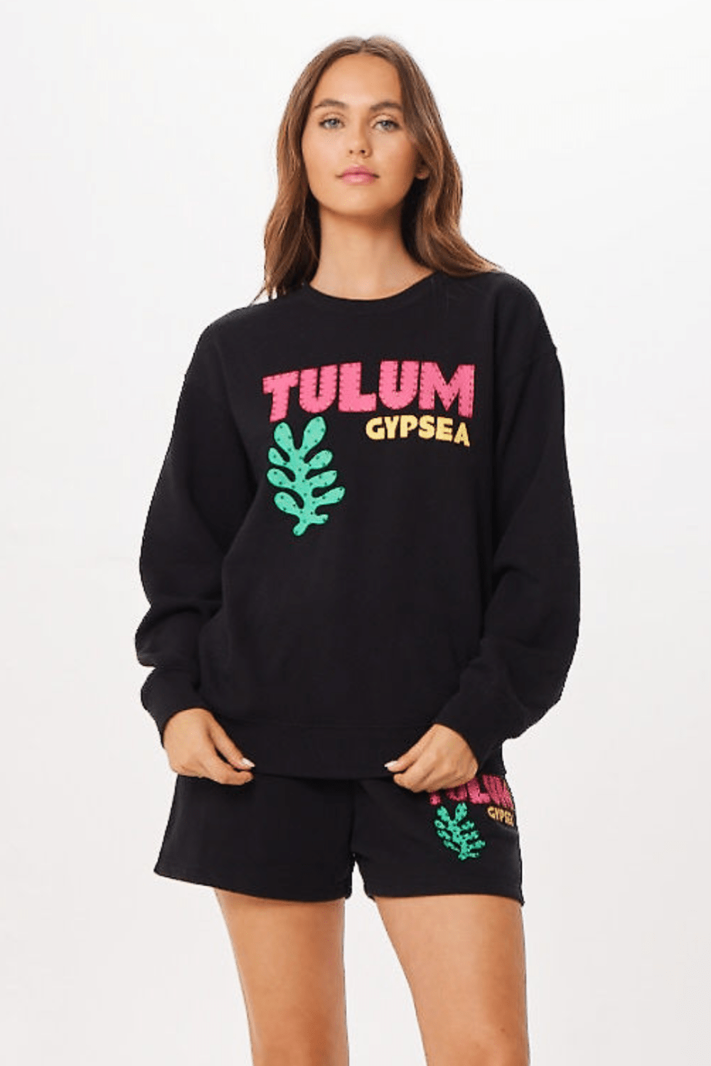 Vintage Havana | Black Tulum Jet Setter Surf Wash Crewneck