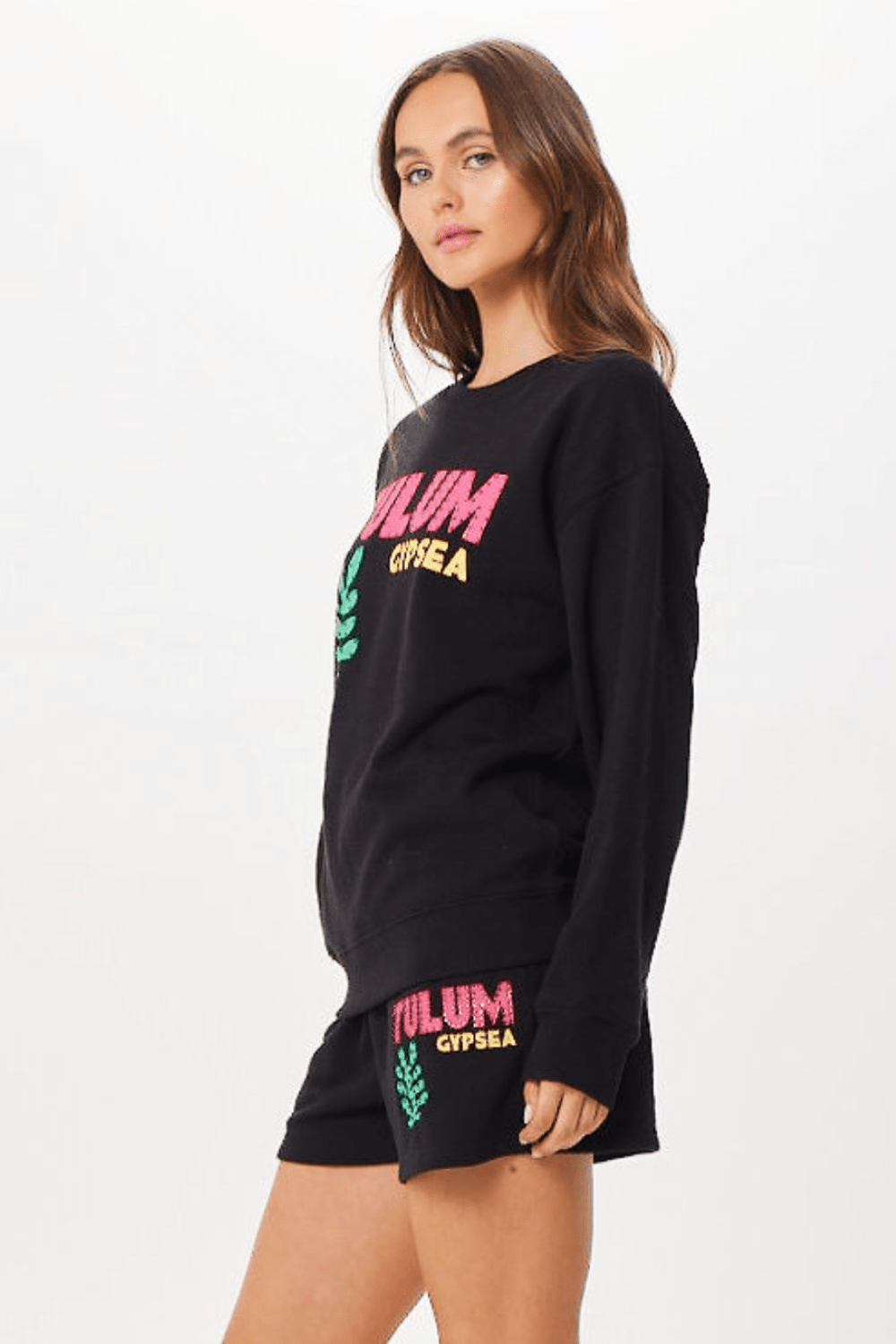 Vintage Havana | Black Tulum Jet Setter Surf Wash Crewneck