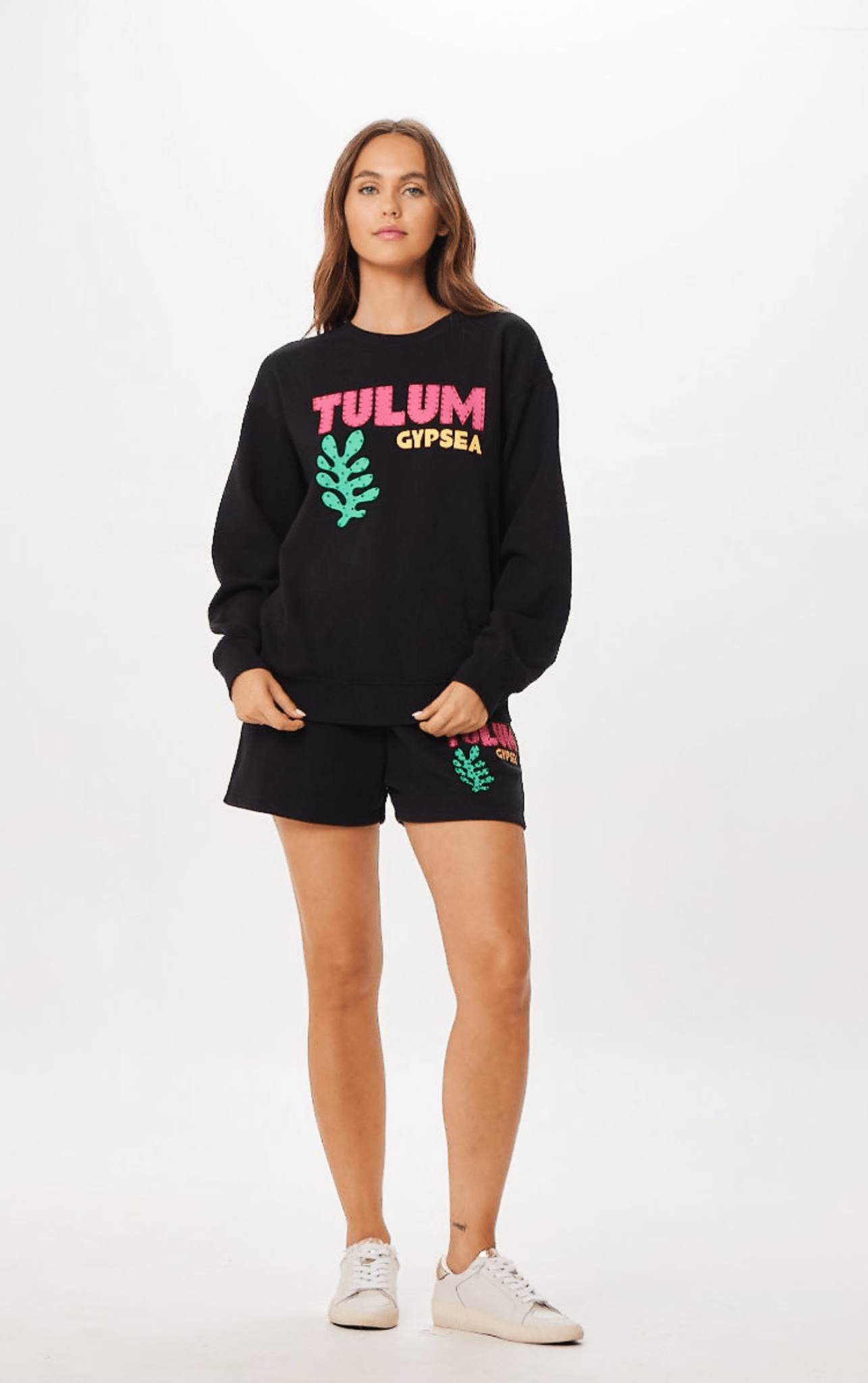 Vintage Havana | Black Tulum Jet Setter Surf Wash Crewneck