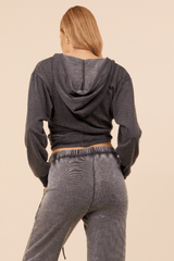 Vintage Havana | Heather Charcoal Lightweight Fleece Surplice Hoodie
