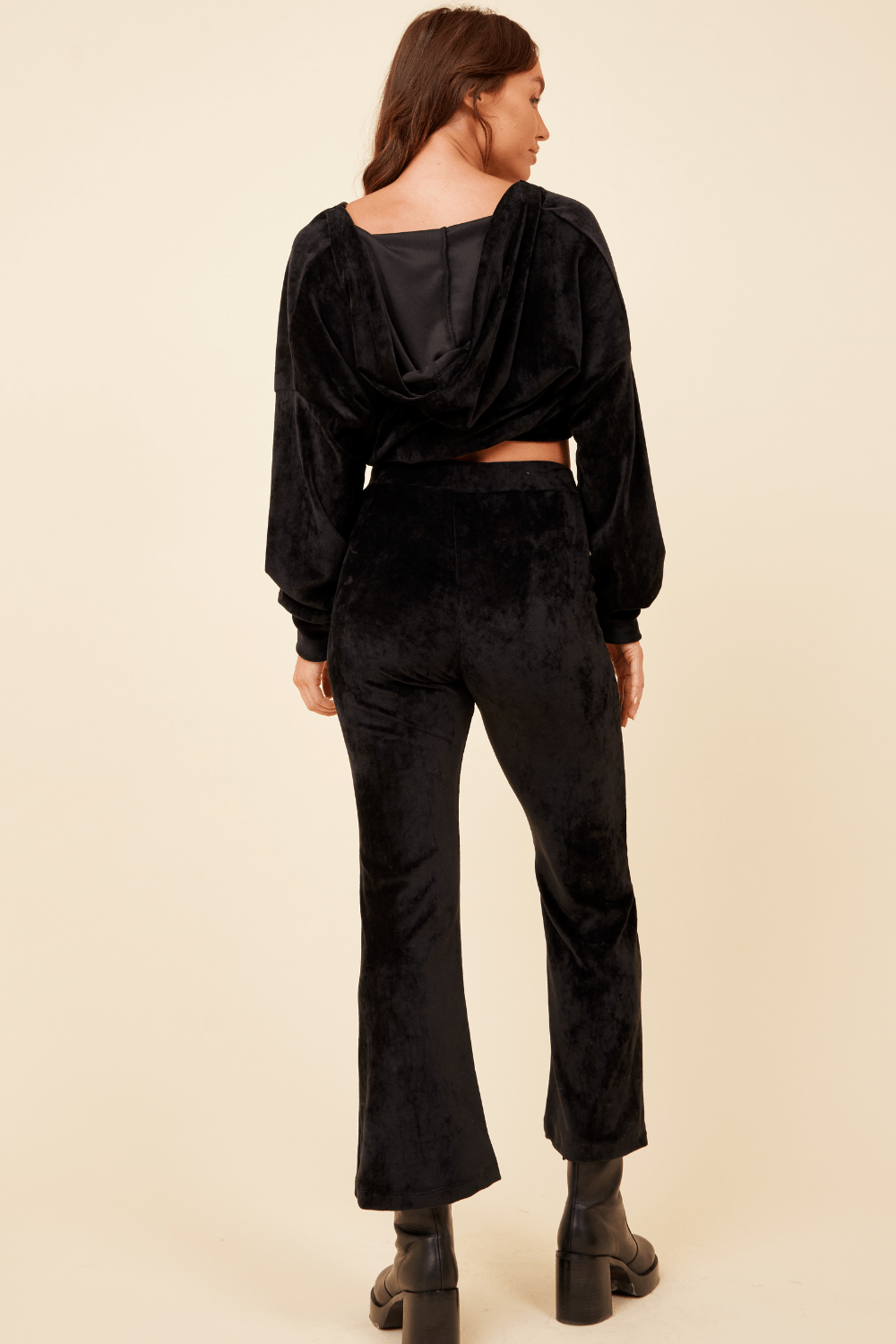 Vintage Havana | Black Velour Surplice Hoodie