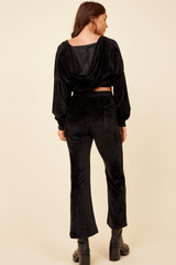 Vintage Havana | Black Velour Surplice Hoodie