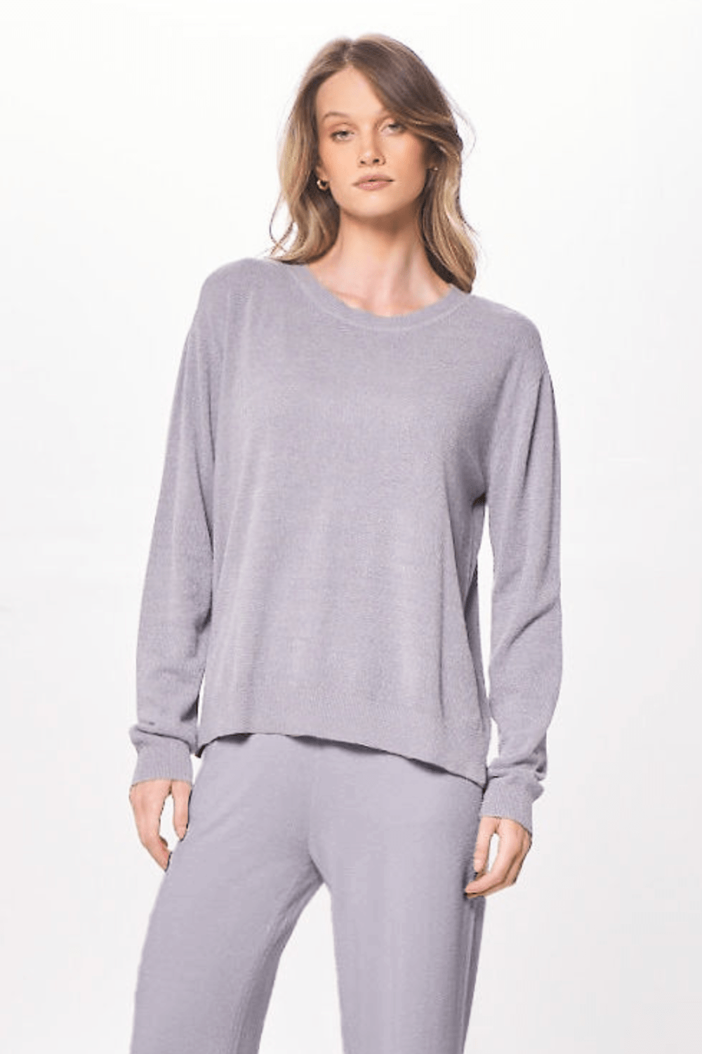 Vintage Havana | Cool Grey Plush Knit Crewneck
