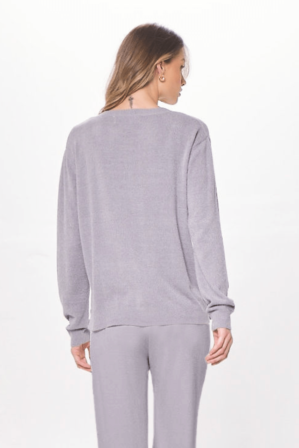 Vintage Havana | Cool Grey Plush Knit Crewneck