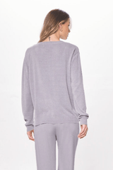 Vintage Havana | Cool Grey Plush Knit Crewneck