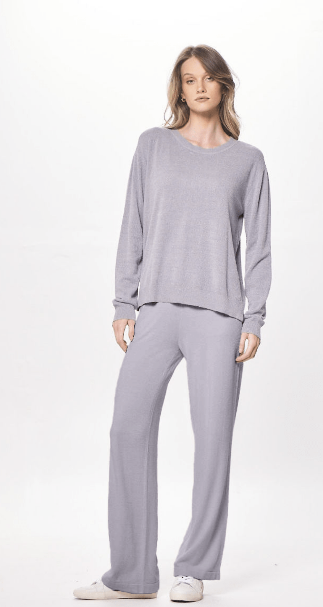 Vintage Havana | Cool Grey Plush Knit Crewneck
