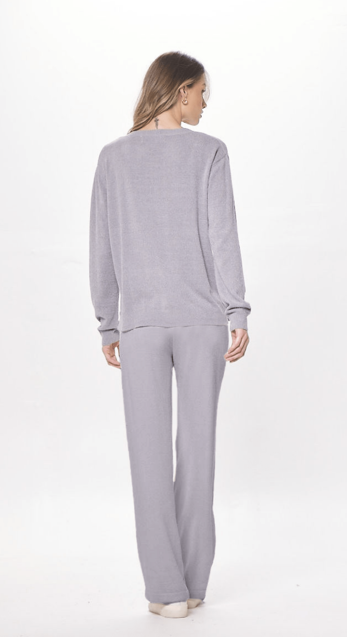 Vintage Havana | Cool Grey Plush Knit Crewneck