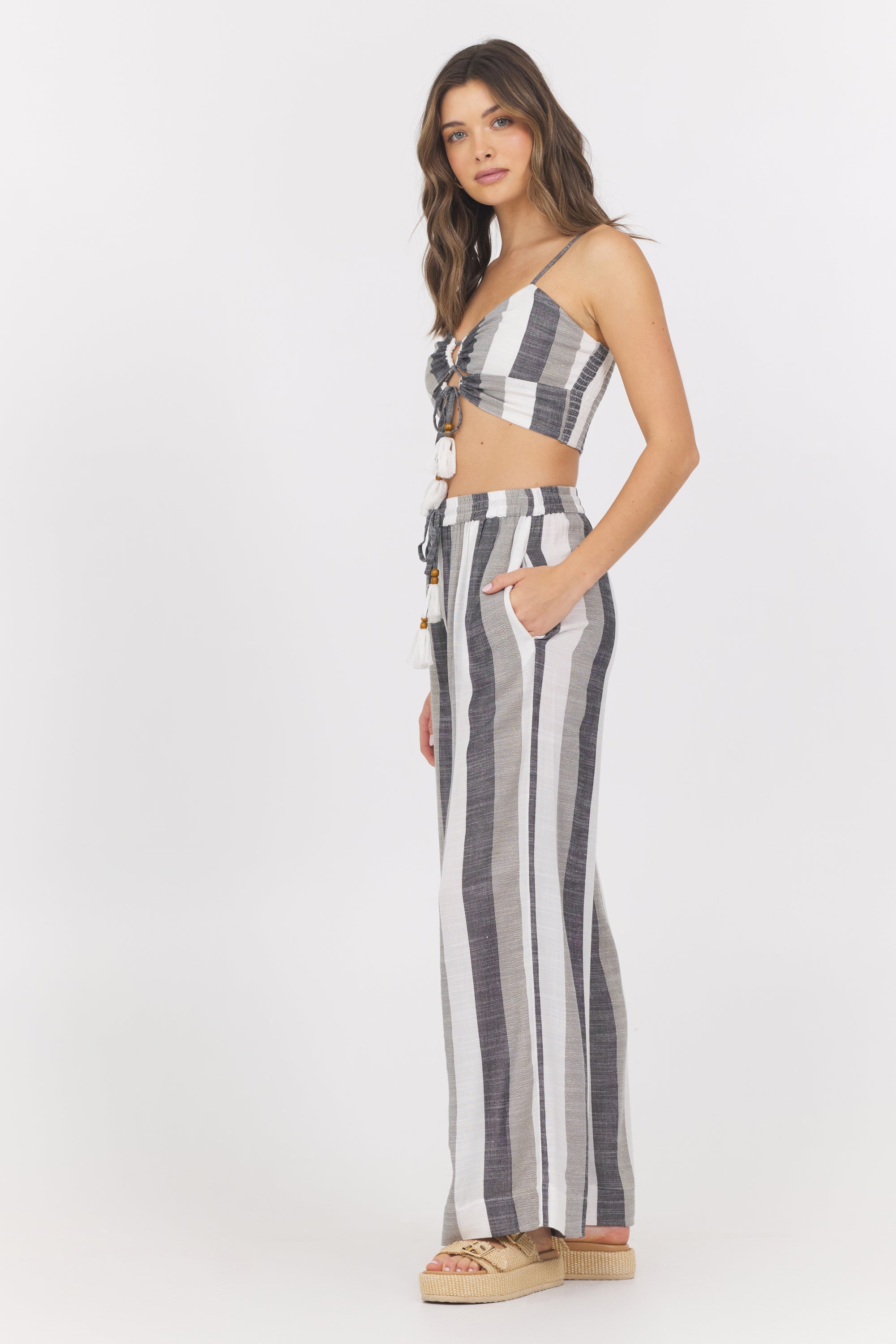Vintage Havana | Metallic Stripe Cut Out Tank