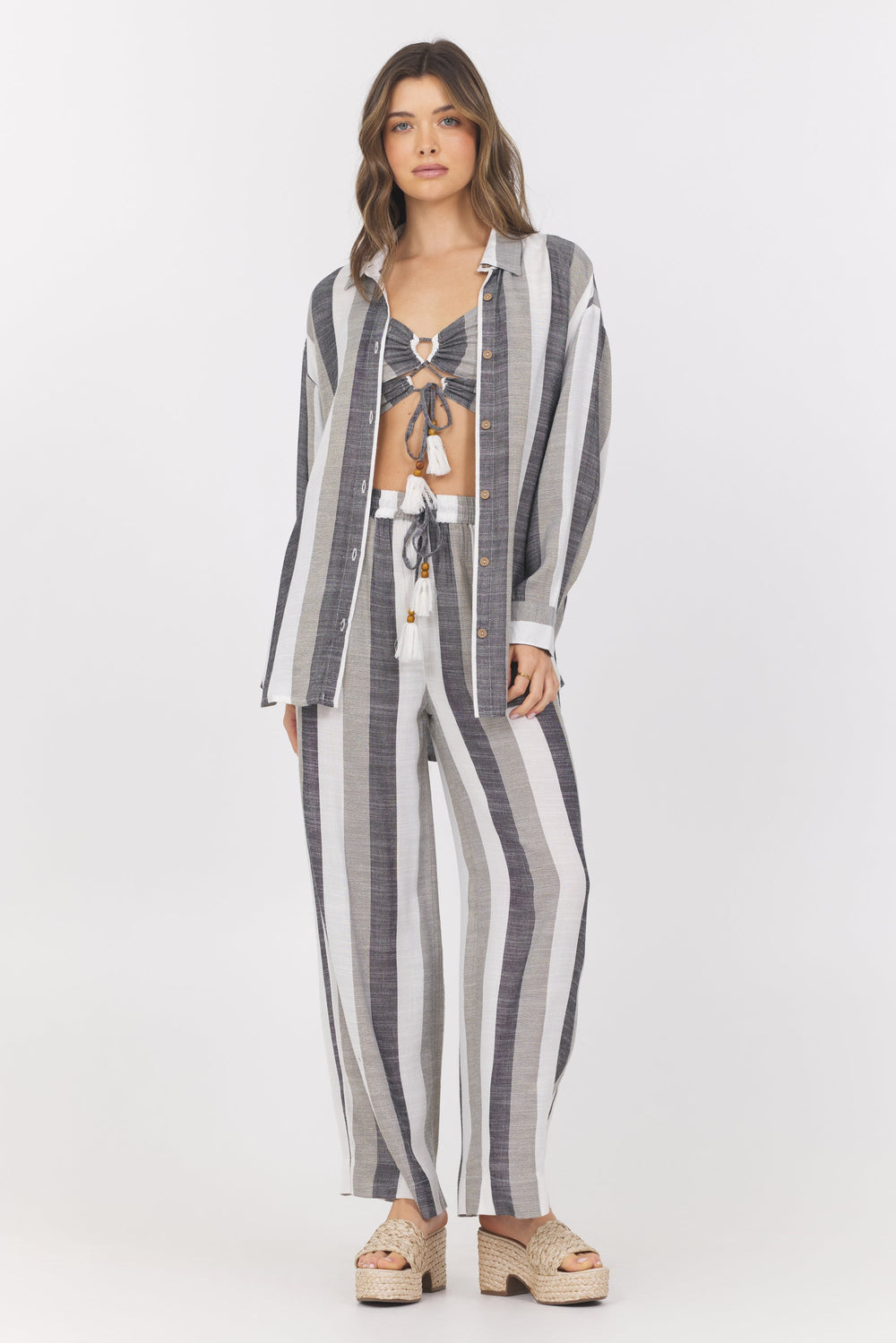 Vintage Havana | Lightweight Metallic Stripe Button Down