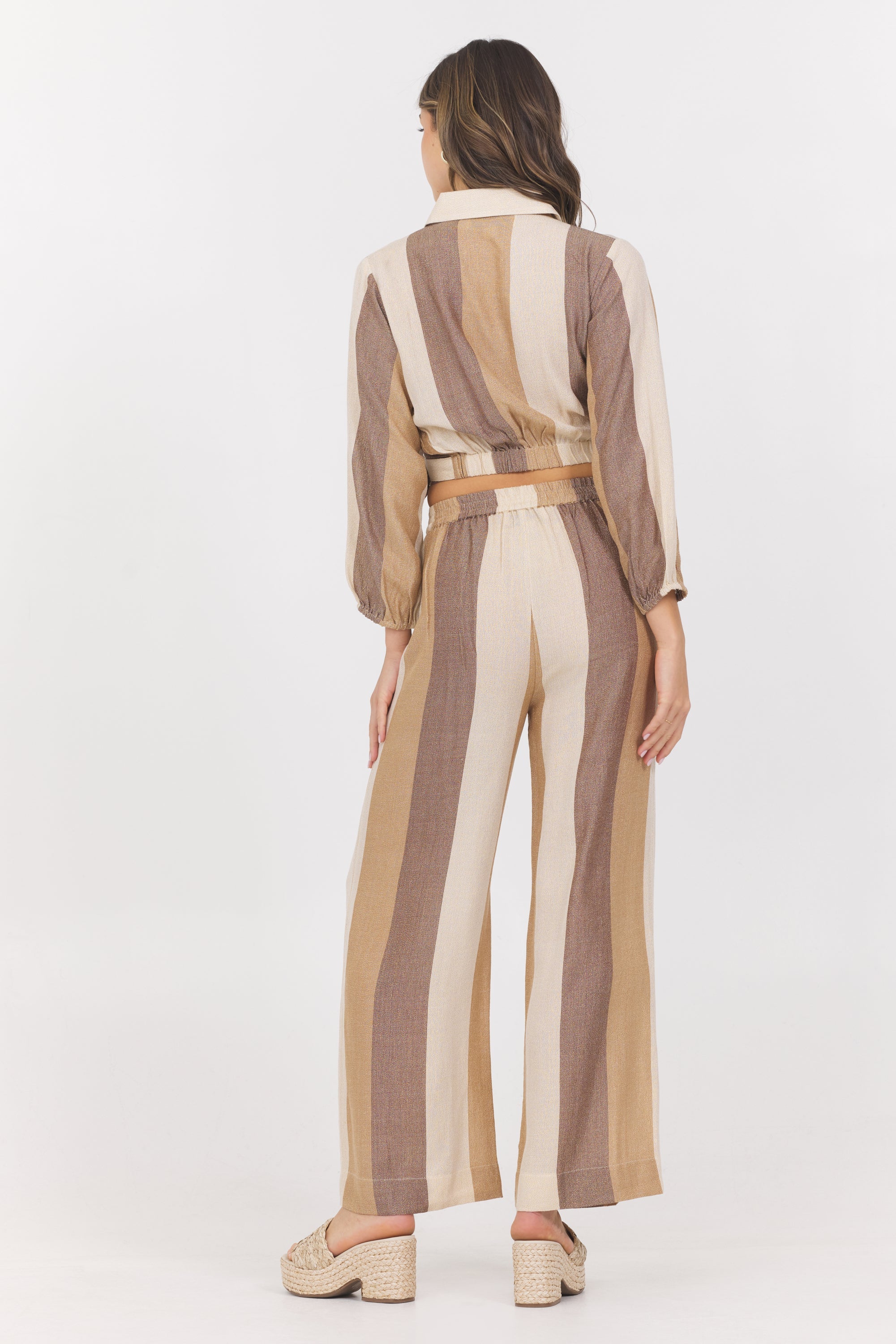 Vintage Havana | Woven Metallic Stripe Surplus Top