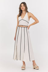 Vintage Havana | Linen Blend Halter Top w/ Piping