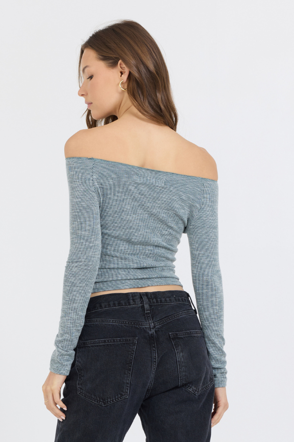 Vintage Havana | Hunter Green Fitted Off The Shoulder Top