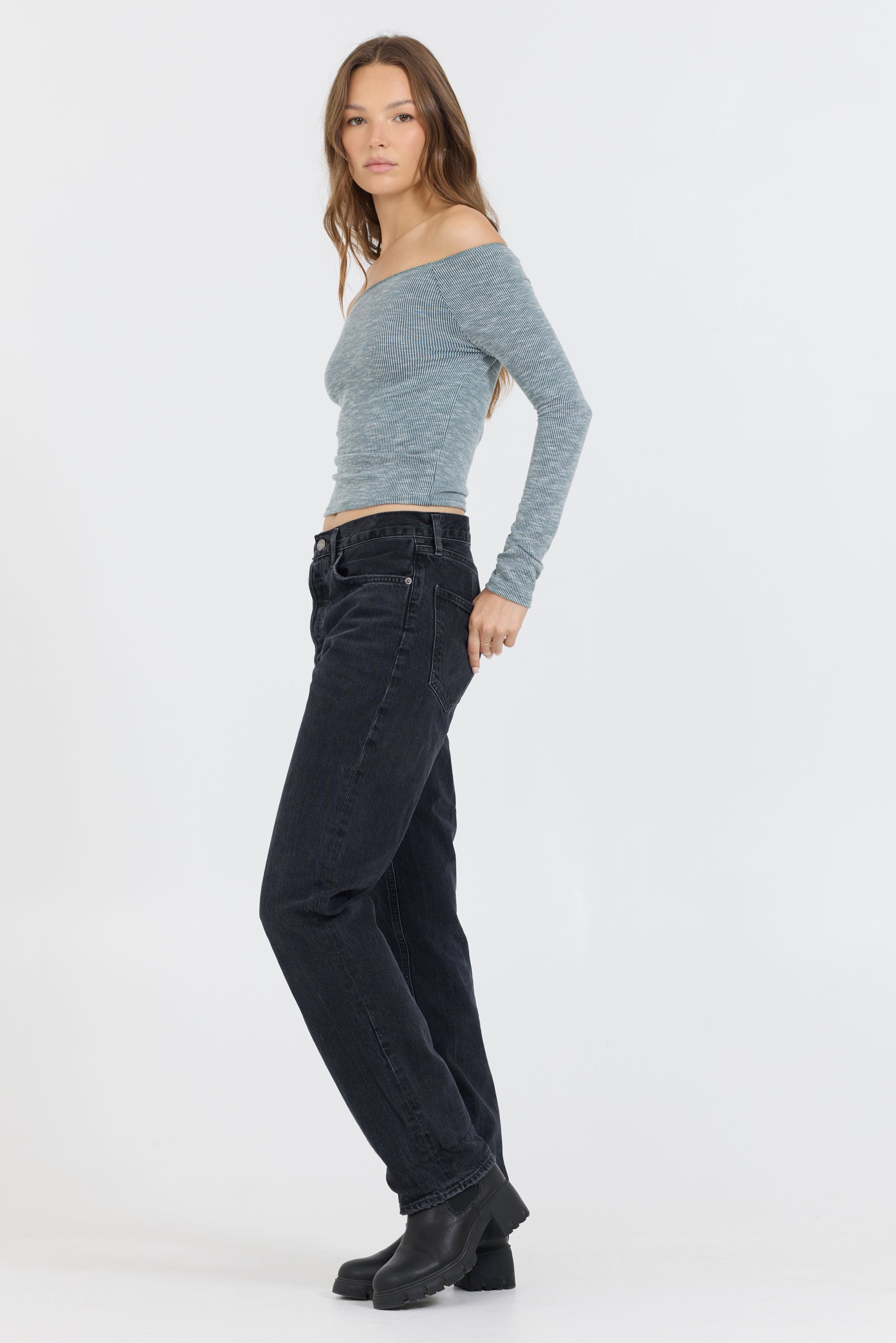 Vintage Havana | Hunter Green Fitted Off The Shoulder Top